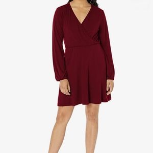 Womens Long Sleeved Mini Dress // cranberry/maroon color SIZE XL
